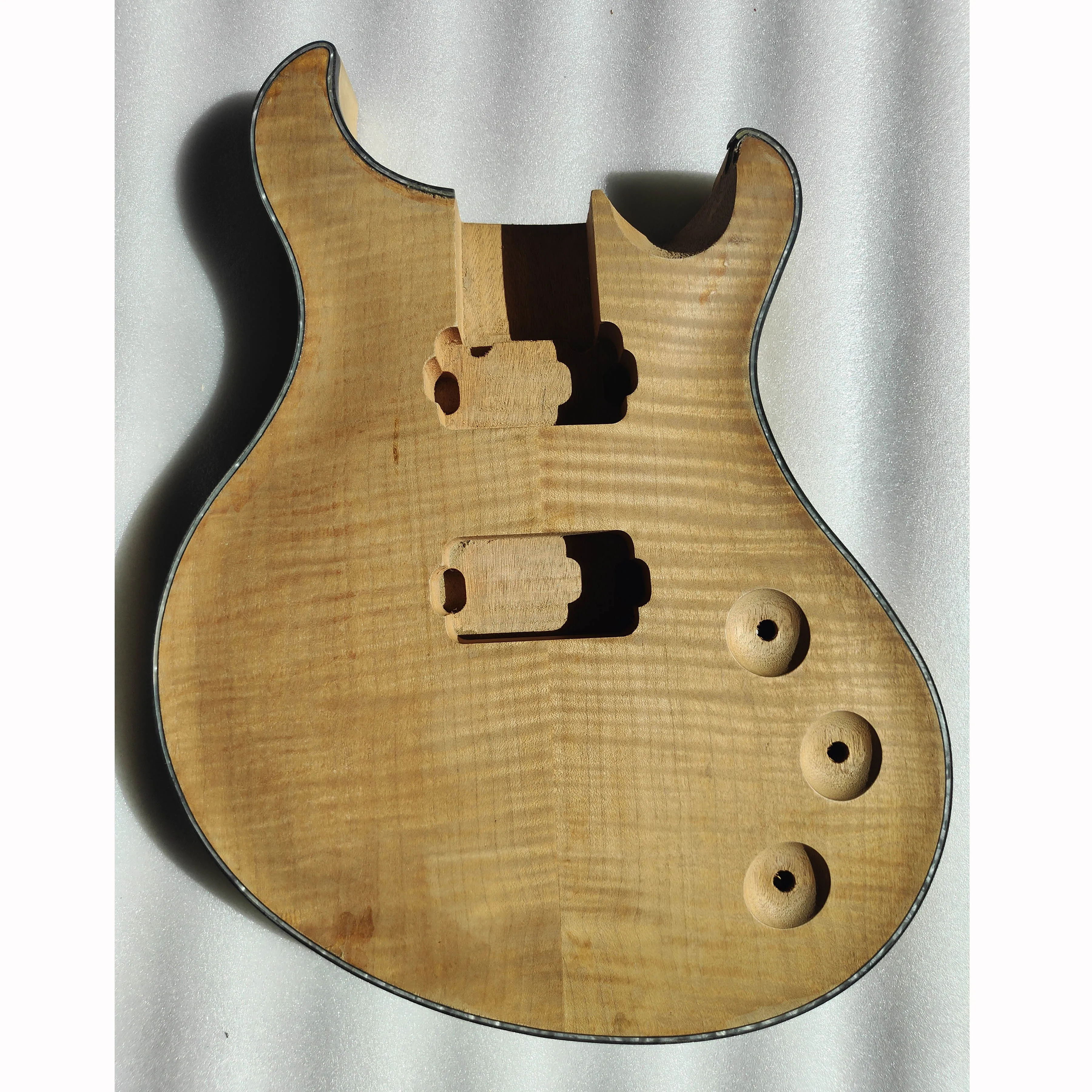 Stock DIY Custom F Original HH Electric Guitar Body Unfinished Mahogany Wood Flame Maple Veneer Guitarra Barrel Celluloid Edging