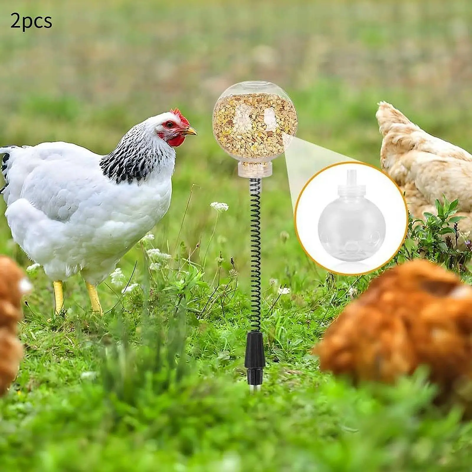 2 Pieces Peck Toy Feeding Container Interactive Slow Feed Release Toy for Chick