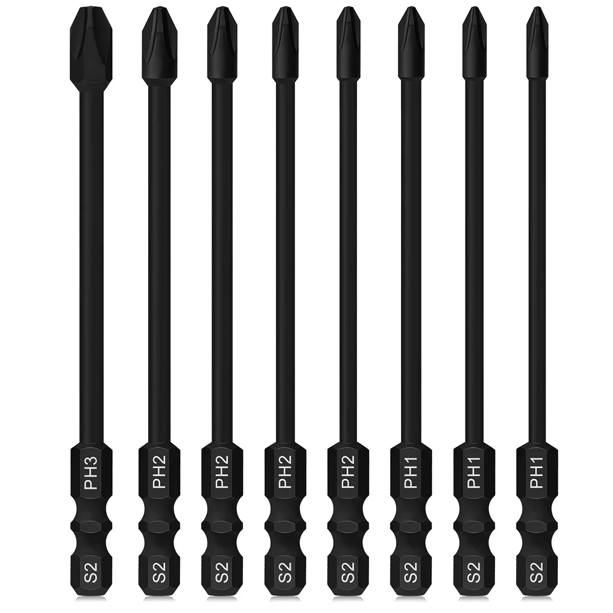 

8Pcs Cross Screwdriver Bits 100mm Phillips Impact Drill Bit 1/4 Inch Hex Shank Magnetic Screwdriver Set