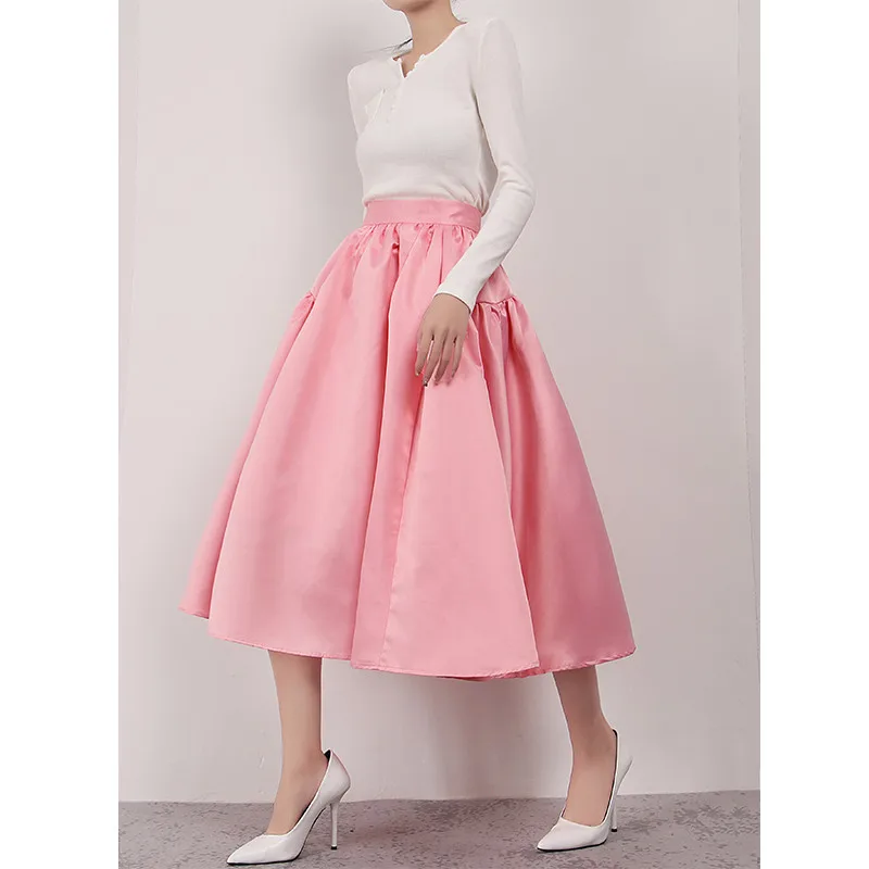 Women's Runway Fashion Spring Summer Designer High Quality Pink Skirt Female Autumn Winter High Waist A-line Skirt TB2685