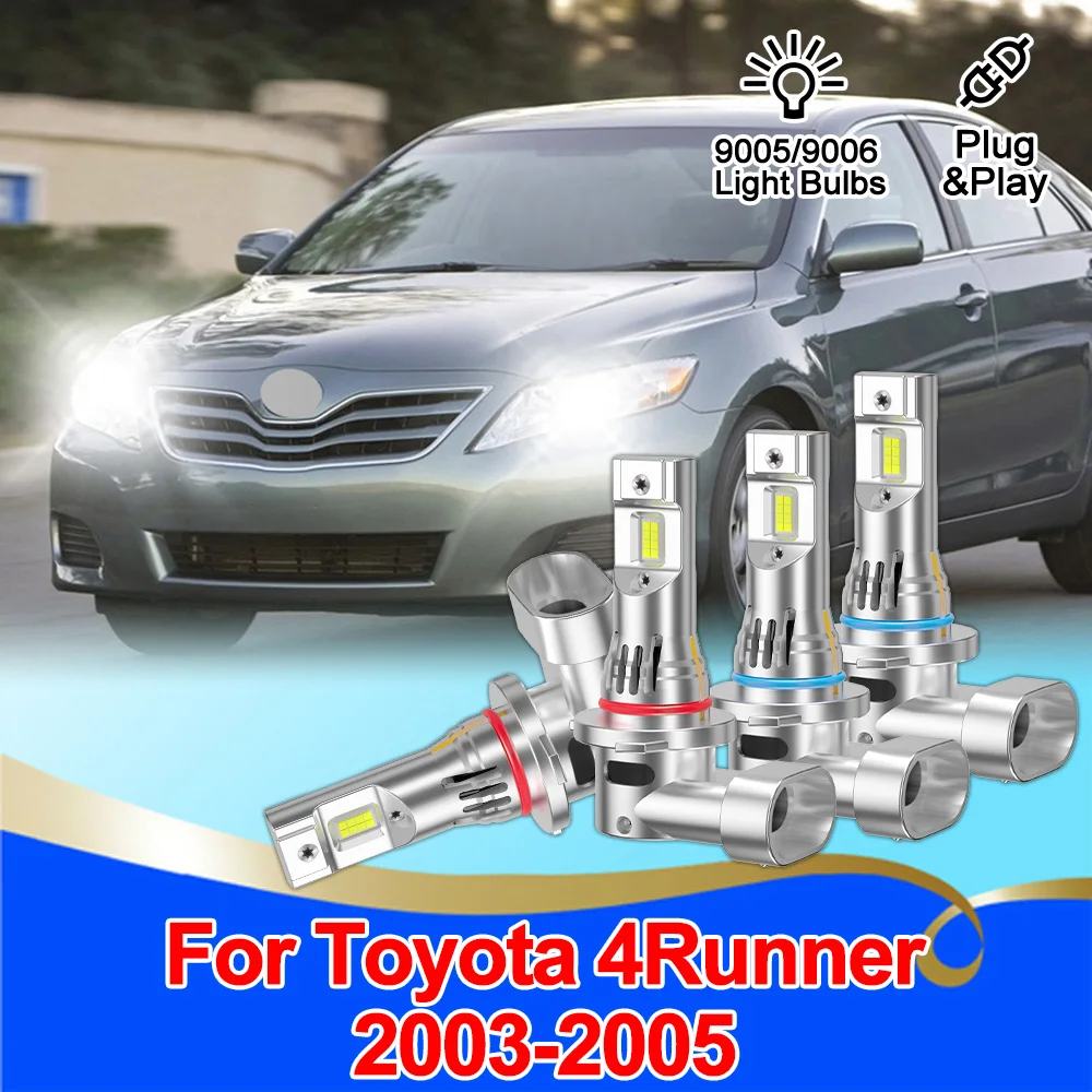 

Для Toyota 4Runner 2003-2005 9005 9006 Комплект светодиодных фар Автоматические лампочки 6000K Дальний ближний свет Супер белый яркий 200 Вт 20000LM