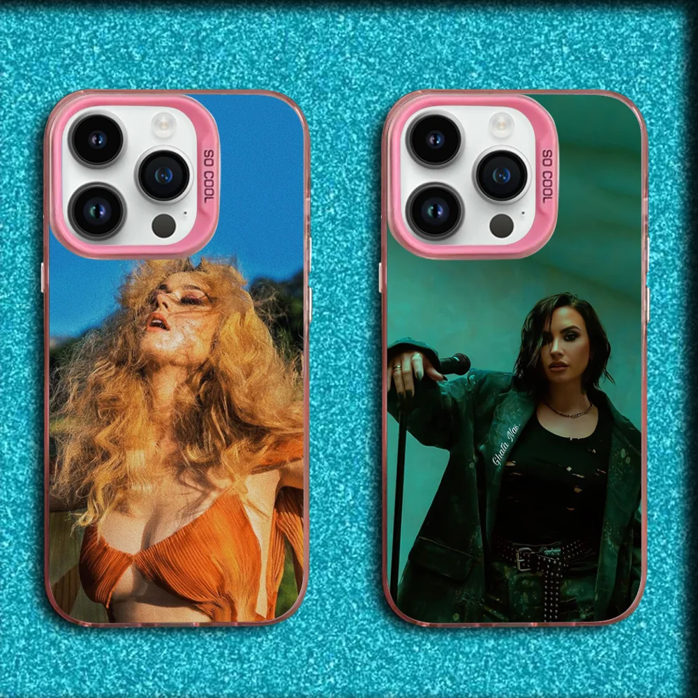 

Singer D-Demi Lovato Phone Case For iPhone 16,15,14,13,12,11,Mini,Pro,MAX Pink Matte Silicone Cover