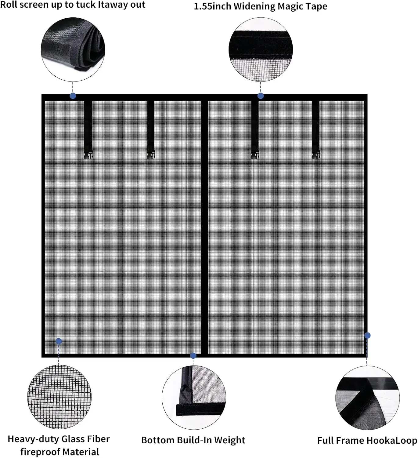 Magnetic Garage Screen Door for 1 Car Garage Doors 9x7FT- Reinforced Self Sealing Fiberglass Mesh Door with 4 Strapping Tapes view 3