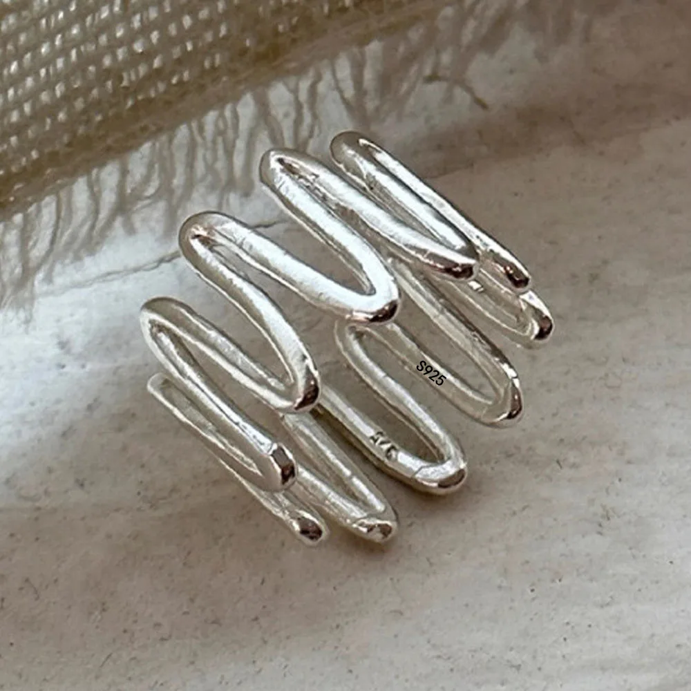 925 Sterling Silver Vintage Finger Rings for Women U Shape Interware Couple Minimalist Party Jewelry Gift Prevent Allergy