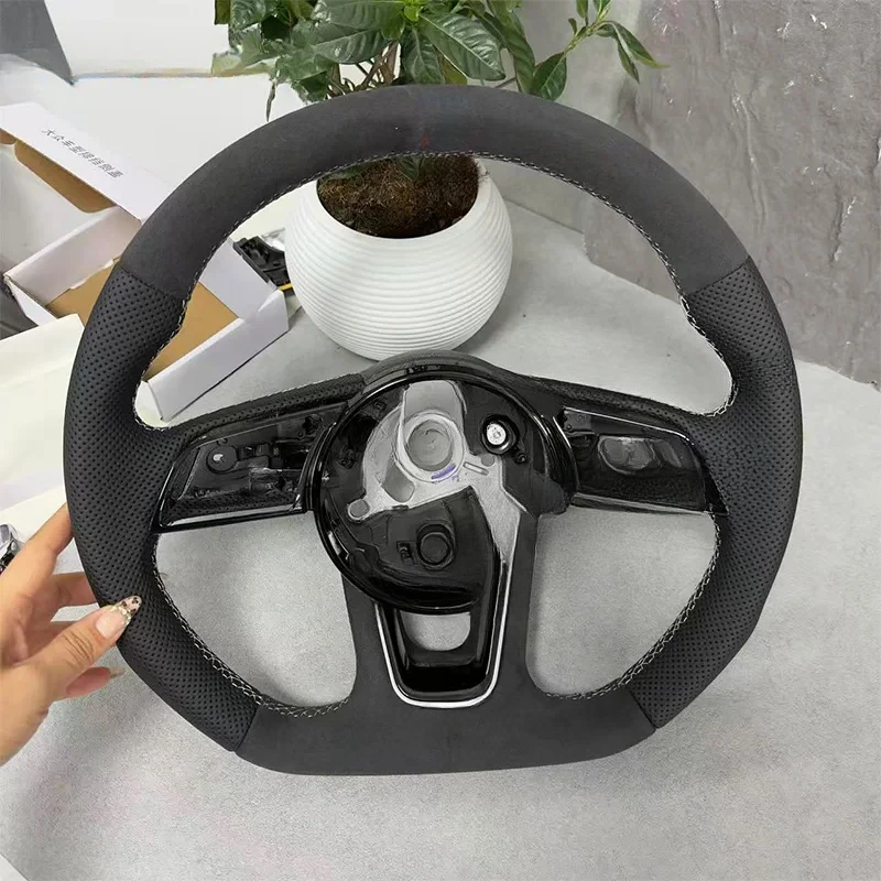 

For Audi RS3 RS4 RS5 A3 A4 B9 S3 S4 S5 2017-2020 Half Furry & Half Perforated Steering Wheel