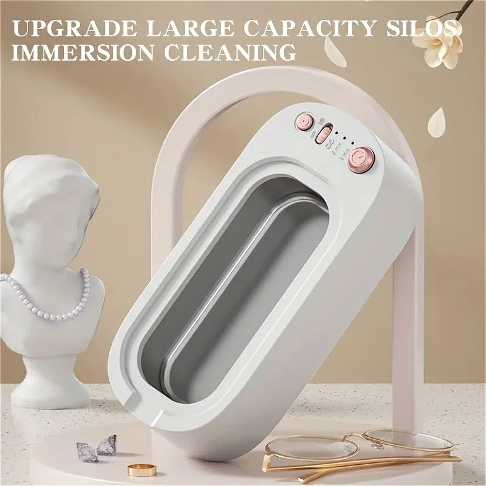 USB Rechargeable High-Frequency Ultrasonic Cleaner with Strength Adjustment and Timing Feature for Household Jewelry Cleaning