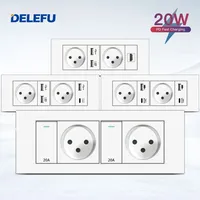 DELEFU Flame Retardant SC31 Panel 195mm White Israeli Standard USB Type C Fast Charging Wall Socket Switch TV Tel CAT5 CAT6