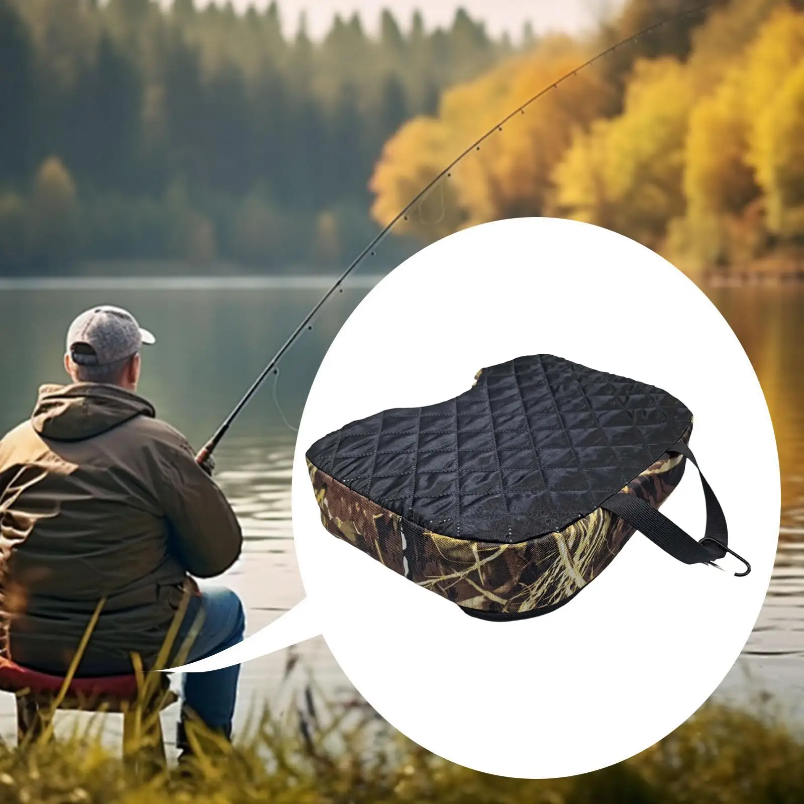 Hunting Seat Cushion Pad Thickened with Carabiner Lightweight Camping Cushion Sit Mat for Stadium Travel Picnic Backpacking