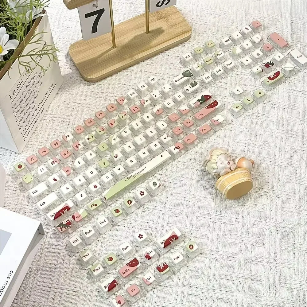 Gradual Change Transparent Light Transmission, Keycaps, Cute PBT Full Set STA for MX Switches, Gaming Mechanical Keyboard