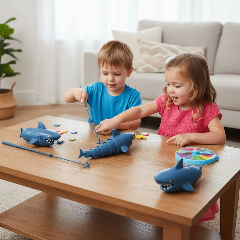 Magnetic Baby Fishing Games Fishing Rod Early Educational Electric Shark Fishing Set Cartoon Funny Magnetic Fishing Game