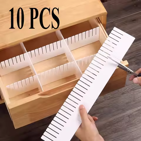 10pcs Adjustable Drawer Organizers - Heavy-Duty Plastic Grid Drawer Dividers, Space-Saving Storage,Closet Organization