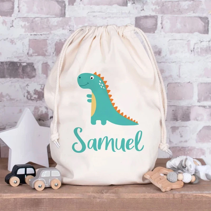 Personalised custom name Dinosaur Toy Bag kid boy Birthday Party baby shower Christmas gift present bag children Bedroom Storage