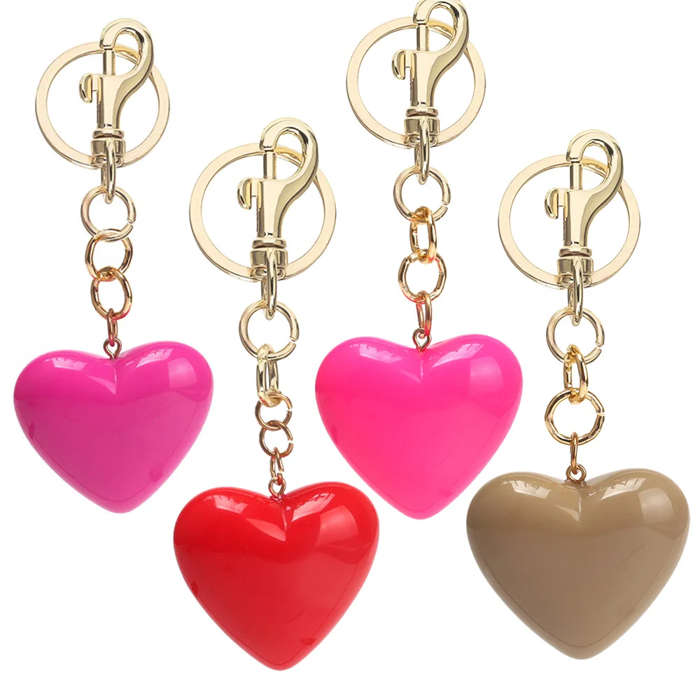 Fashionable resin heart-shaped keychain pendant, fashionable and simple peach heart bag decoration pendant, small gift