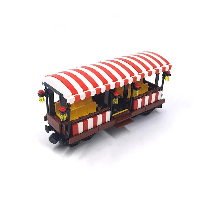 Moc High-Tech City รถไฟรถไฟบล็อกตัวต่อชุด Retro Steam Train Carriage อิฐ Constructor DIY ของเล่นสำหรับของขวัญเด็ก