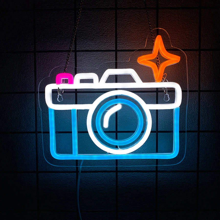 Kamera-Neonschild für Wanddekoration, LED-Neonlicht für Party, Café, Geschäft, Fotostudio, Wohnzimmerdekoration, Geburtstagsgeschenk für Enthusiasten