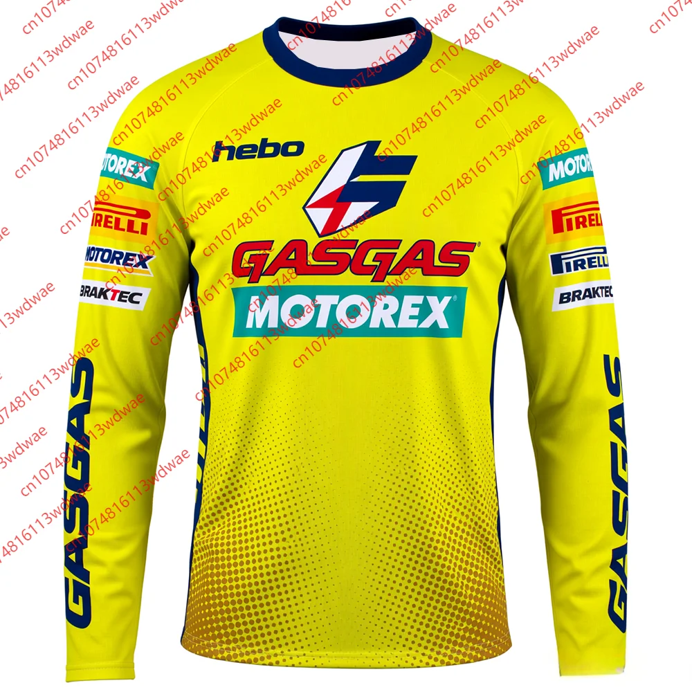 

GASGAS Motocross Jersey Halftone Gradient Hebo Motorex Quick Dry Breathable MX Off-Road Dirt Bike Top for Racing Enthusiasts