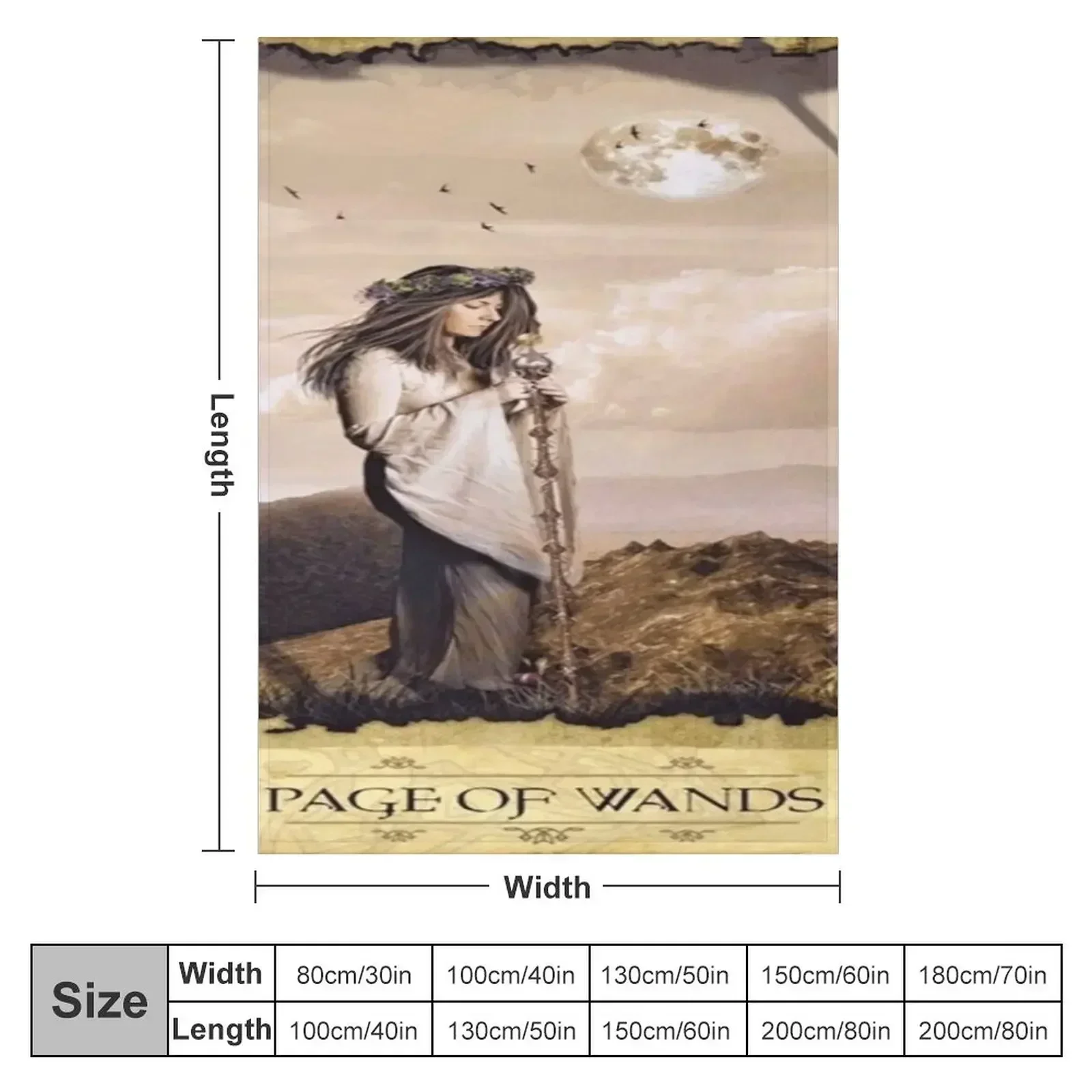 Page of Wands Tarot Card DreamscapesbyTeresa Throw Blanket Large Multi-Purpose Blankets