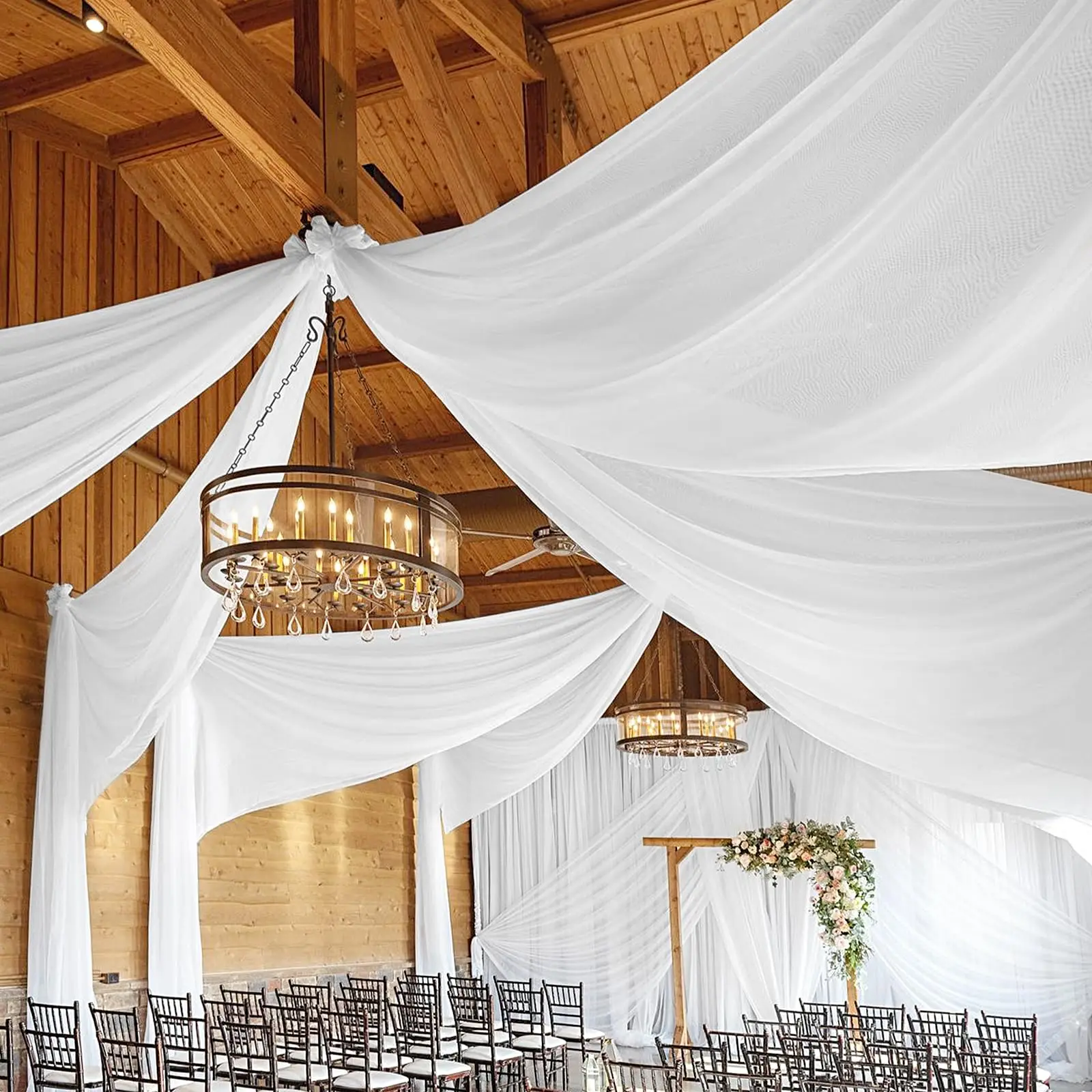 Ceiling Drapes Wedding Arch Draping Fabric Sheer Curtains Voile Drapery Draping Ceiling Decoration for Party Ceremony Stage Swag