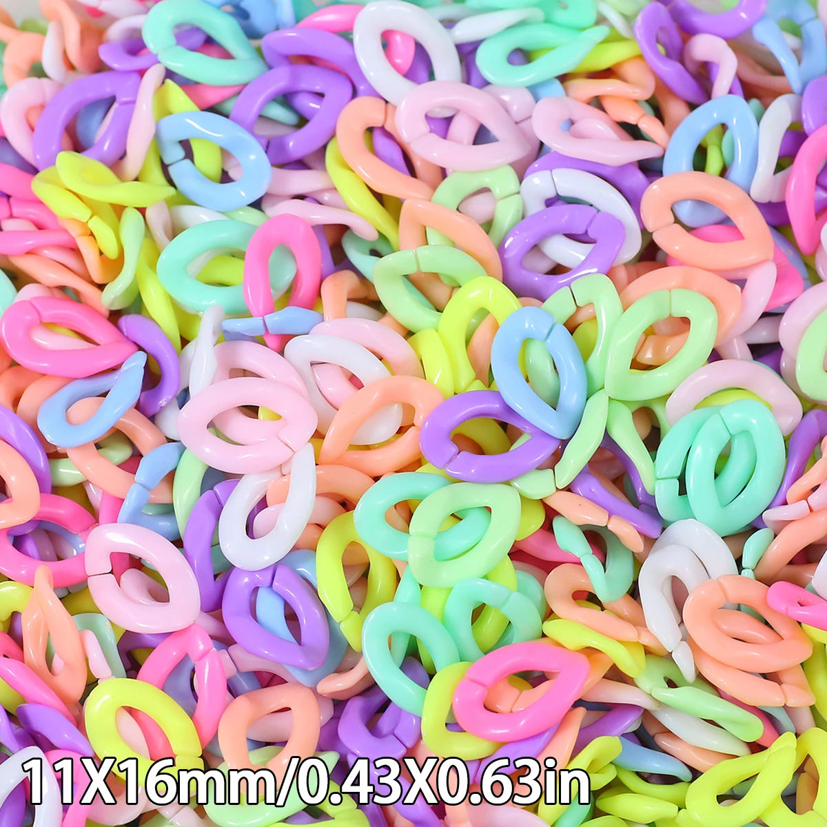 Chaîne acrylique de couleur unie 11x16mm dans plusieurs couleurs pour connecteurs et accessoires de bijoux faits à la main