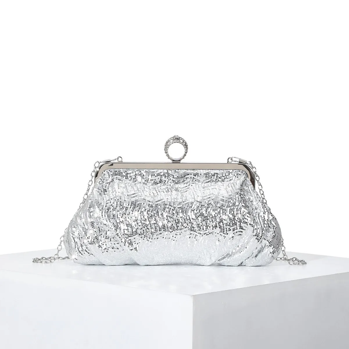 

Shiny Fish Scale Clip Handbag Dinner Bag Party Wallet Music Festival Dance Bright Sequin Ladies Clutch Bag Handheld Purse