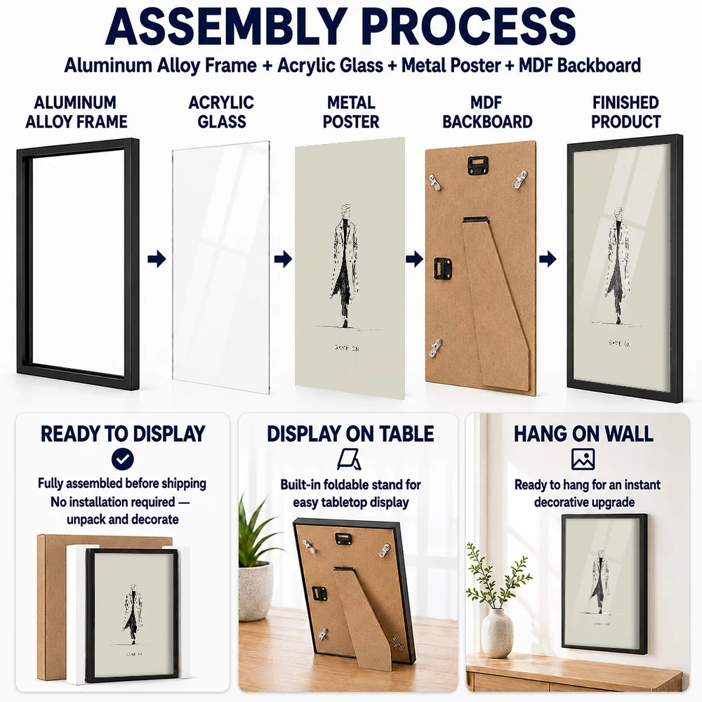 Minimalist Game On Metal Poster With Aluminum Alloy Frame Personalized Photo Cheerful Arcade Style Wall Art For Reading Nook