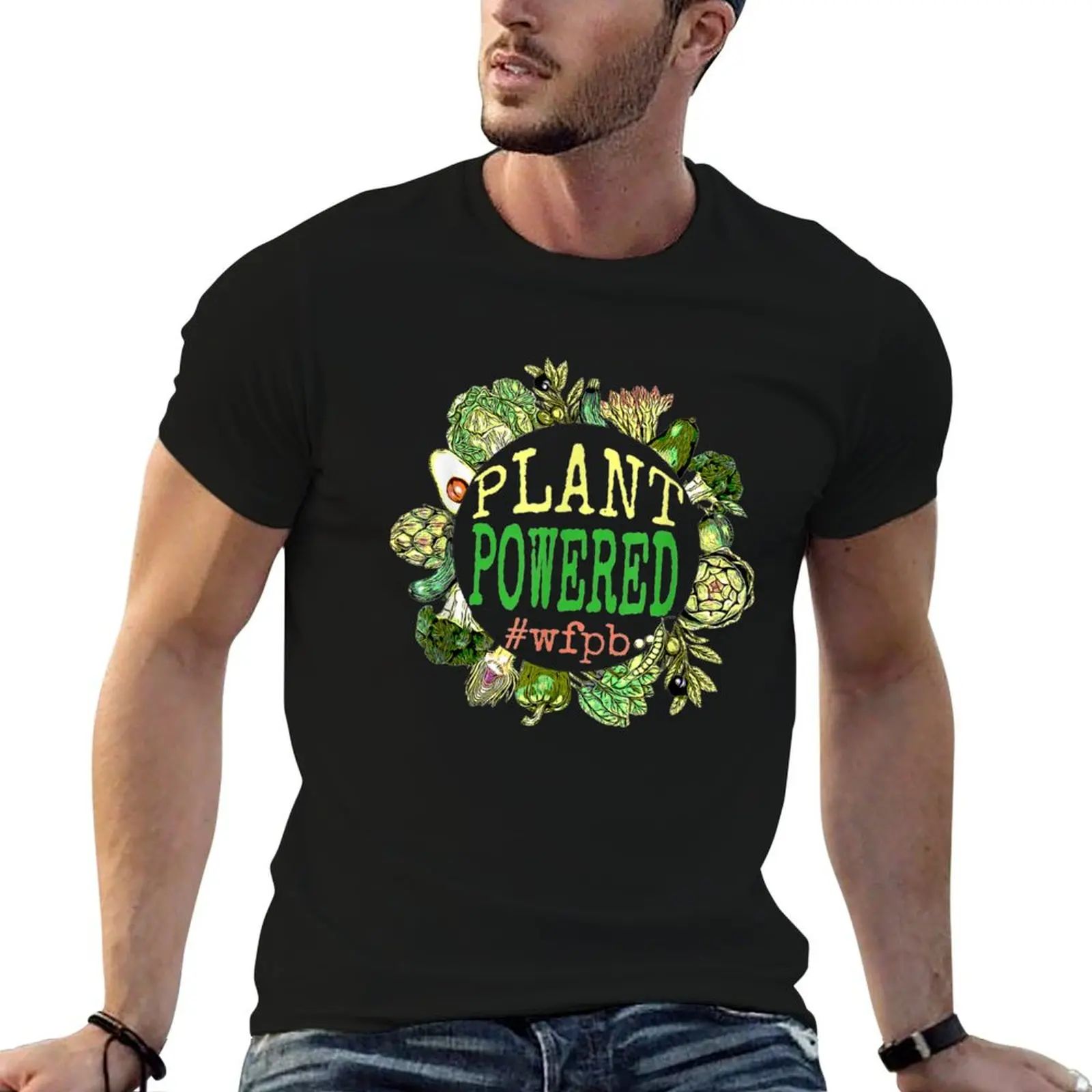 

Plant Powered Wfpb Whole Food Plant Based Vegan Graphic T-Shirt men t shirt cotton 100% t shirt man cotton T-Shirt