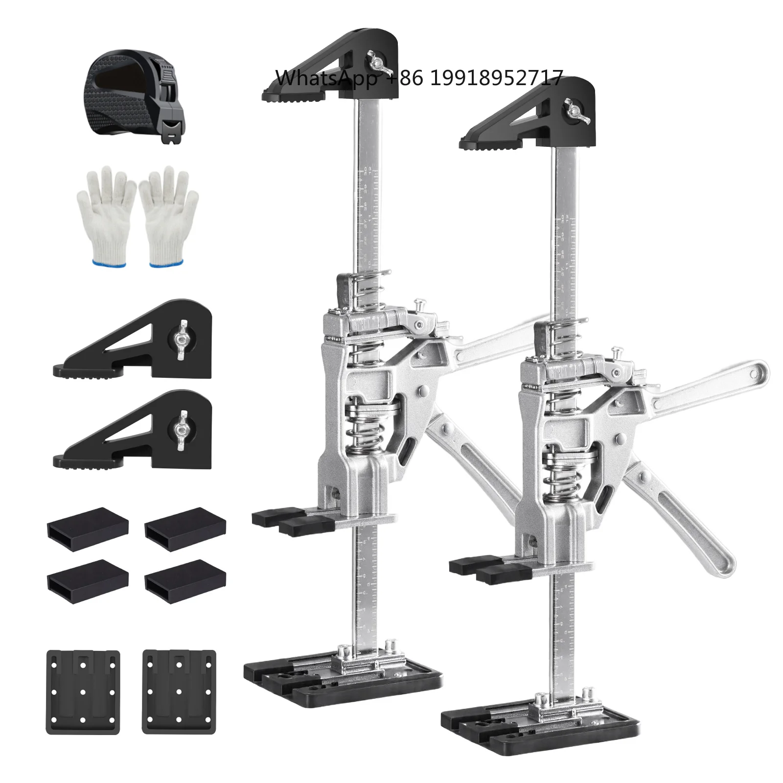 2 pcs Labor Saving Arm Jack 15.6 Inch Drywall Lift Wall Tile Locator 0-22.86cm Height Adjuster Multi-Function Cabinet Jack Board