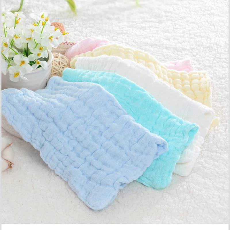 Baby Towel Pure Cotton Gauze Plain Bubble Handkerchief Baby Newborn Face Towel Pure Cotton Six-Layer Square Towel