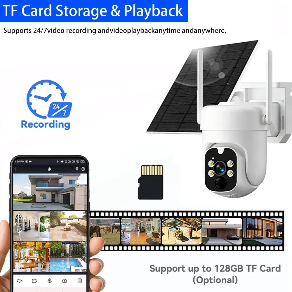 

5MP HD Wireless Solar Outdoor Wifi PTZ Camera Built-in Battery 365 Days Standby Surveillance Camera With Solar Panel EseeCloud