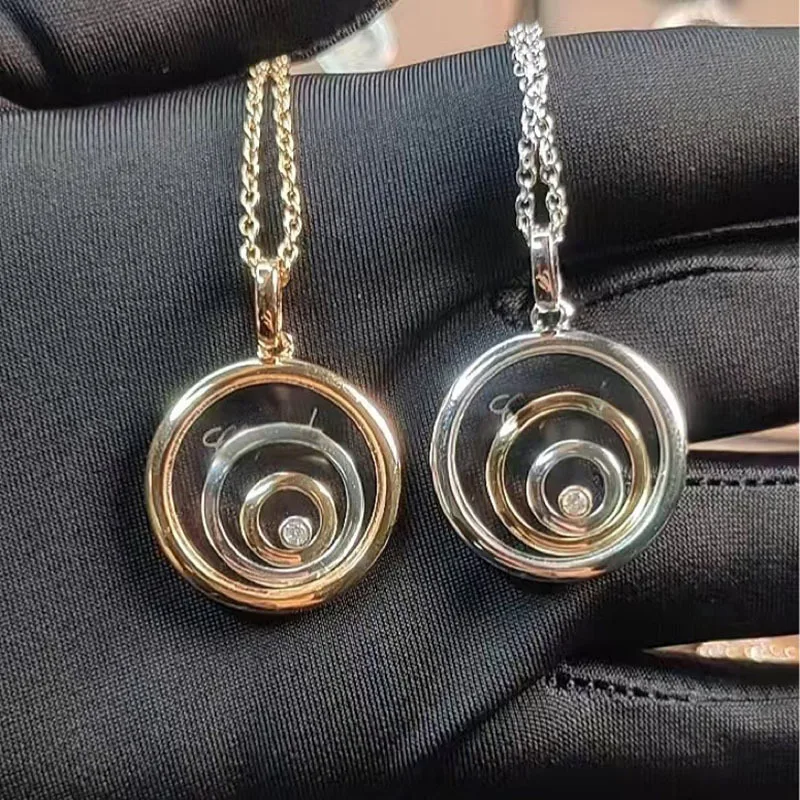 MXK 2025 Circle Pendant Diamond Necklace for Women | K18 Gold Plated Elegant Jewelry Gift | Anniversary Valentine Gift for Her