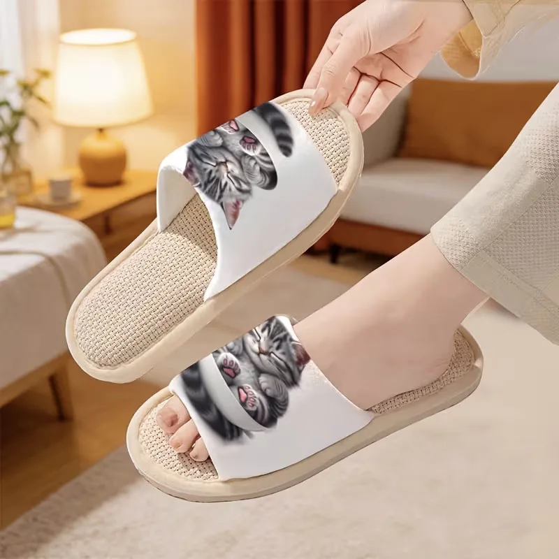 

Skin-friendly Linen Slippers for Couples Comfortable Breathable Open Design Suitable for Daily Home Use All Seasons Ladies Shoes