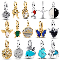 Authentic 925 Sterling silver Me Series Small Whale & Little Conch Charm Fit Me Series Mini Bracelet Sweet Summer Jewelry Gift