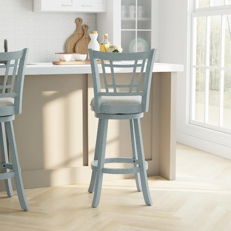 Fairfox Swivel Stool with Rectangular Lattice Back, Counter Height, White