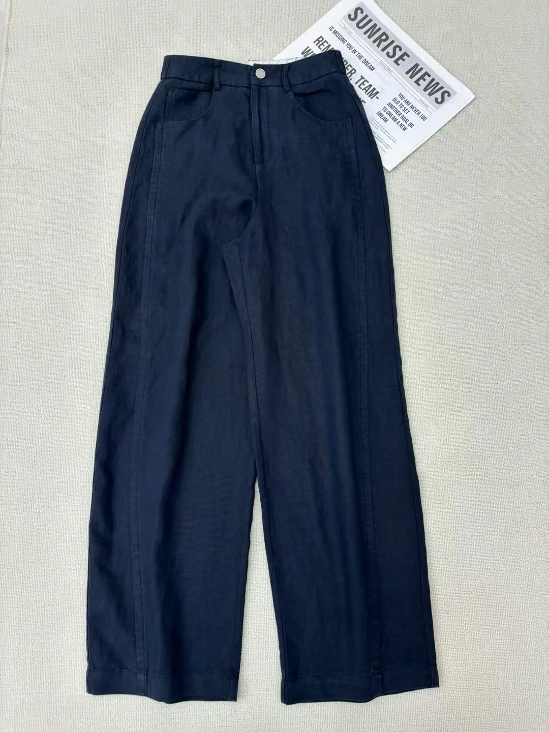 

High Waist Wide Leg Straight Cut Linen Trousers Faionable Slimming Summer New Arrival from Nan You Original 2025