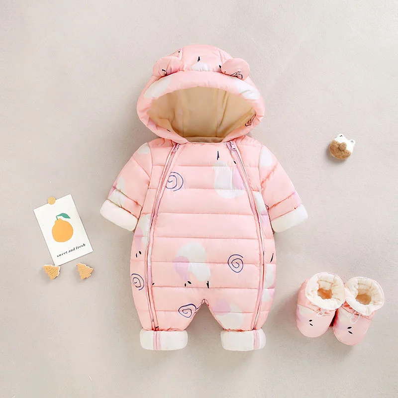 Children Autumn Winter Overall For Infant Down Cotton Thicken Clothes Hooded new born Baby costume Boys Girls Jumpsuit Romper