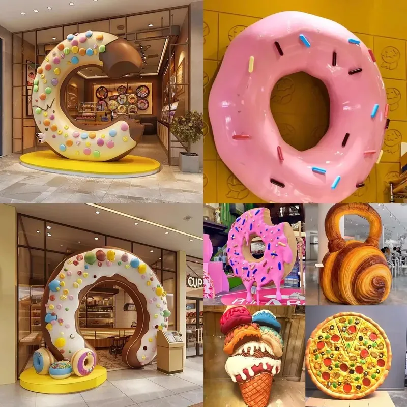 Large resin fiberglass donut sculpture, giant oversized model, for donut shop window display