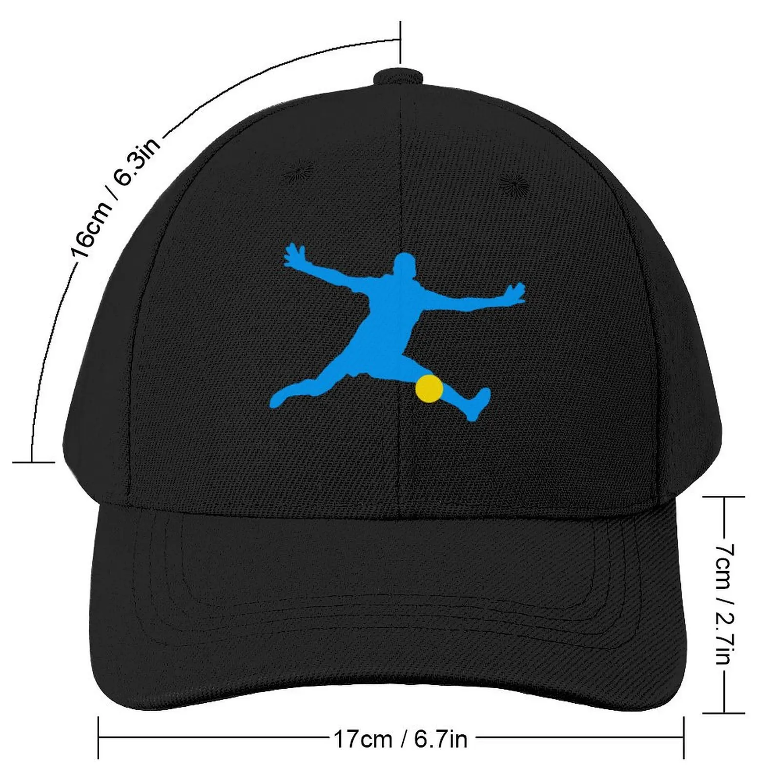 Goalie Silhuette / Silueta Arquero (Blue and Yellow) Baseball Cap Streetwear New Hat fishing hat hiking hat Hats For Women Men's