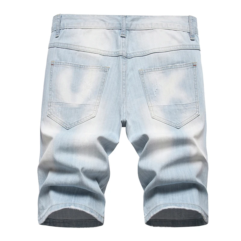 2023 Summer New Fashion Mens Ripped Short Jeans Bermuda Thin Cotton Casual Shorts Breathable Denim Shorts Male Size 28-42