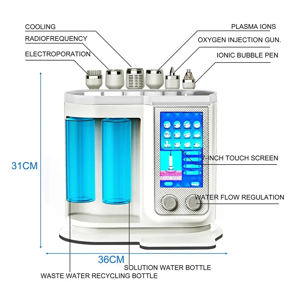 7 In 1 H2O2 Hydro Dermabrasion RF Bio Lifting Spa Facial Hydro Facial Microdermabrasion Machine Water Dermabrasion Beauty Machin