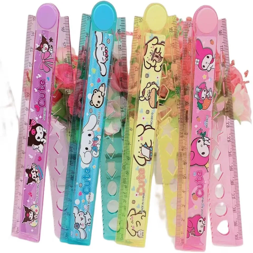 4pcs Cartoon Image Rotating Folding Ruler 30cm Melody Student Multi Functional Ruler Stationery image 6