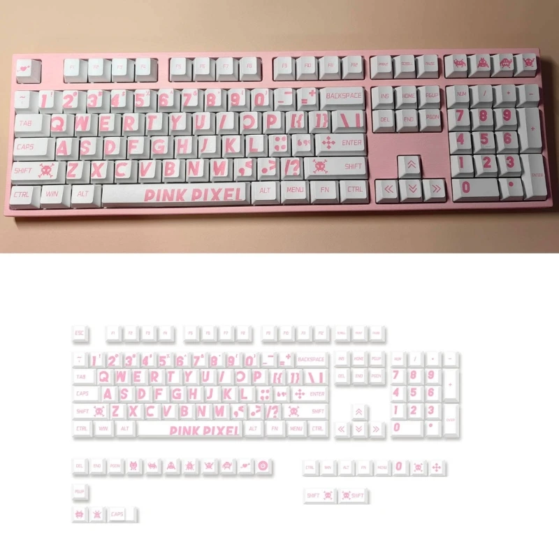 

Аксессуар для клавиатуры и мыши, розовые колпачки для клавиш из ПБТ с крупными персонажами для геймеров, специальный 896C