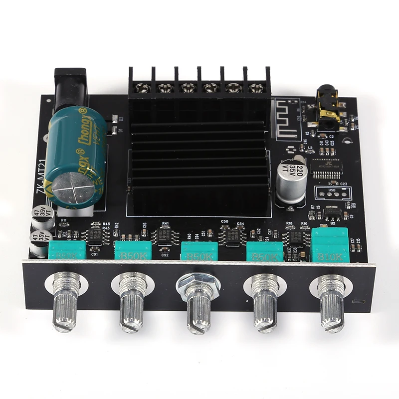 2.1 Channel Bluetooth-Compatible AMP Board with Treble and Bass Control 50Wx2+100W Power Amplifier Module for Home DIY Speakers