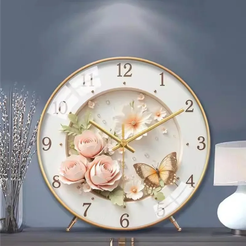 Reloj de escritorio creativo italiano, reloj de escritorio francés con diseño de mariposa, reloj de escritorio silencioso para dormitorio, decoración del hogar, reloj de pie FYTC