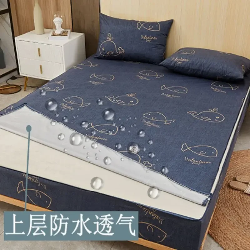 Waterproof six-sided all-inclusive mattress, zipper-type mattress cover, protective cover, urine-proof and non-slip fixed