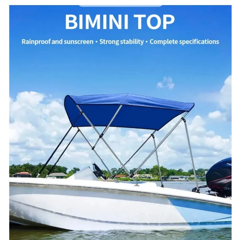 Blauwe 3 Boog Bimini Top Voor Boot Canvas Zonnescherm Boot Luifel Met 25Mm 6063 Aluminium Buis 600d Polyester Oxford Doek