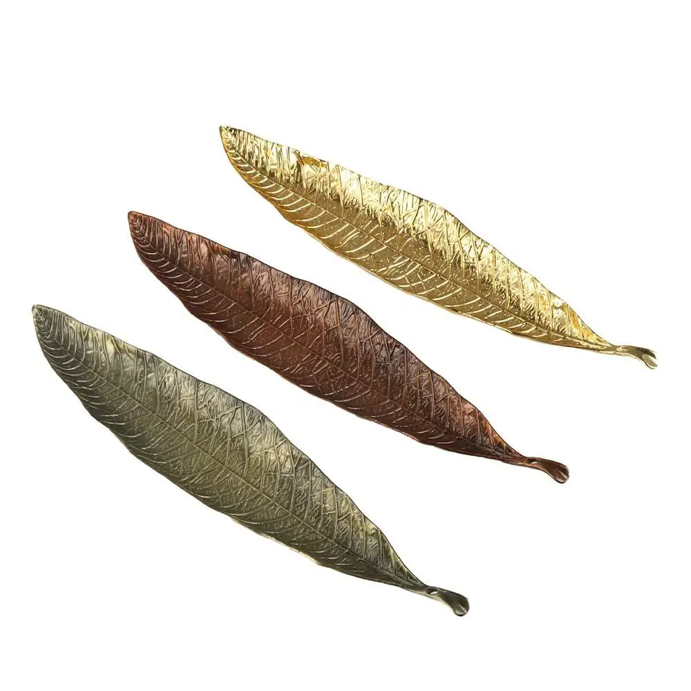 

Portable Handmade Leaf Incense Tray Zinc Alloy Antique Incense Holder Leaf Design Vertical Incense Rack Tea Ceremony