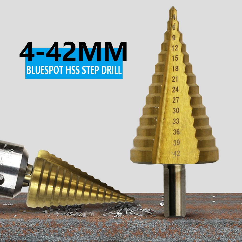 New Large HSS Steel Step Cone Drill Titanium Bit Set Hole Cutter 4-42mm For Metal Wooden