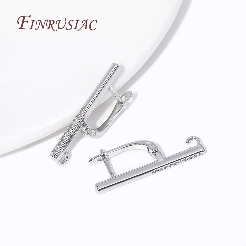Handmade Earrings Making Supplies 18K Gold Plated Inlaid Zircon Earwires Fastener Earring Hooks Clasps For DIY Earring Accessory