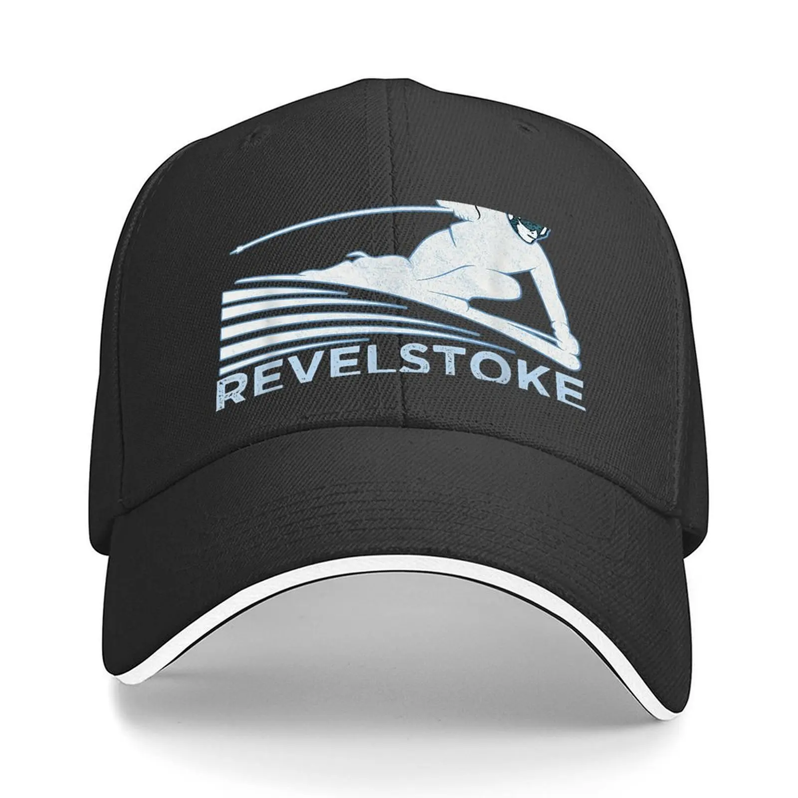

Retro Ski Revelstoke, BC Illustration - Vintage Snow Ski Baseball Cap Military Cap Man fishing hat For Girls Men's