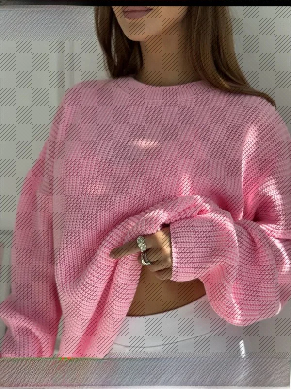 

Свободный длинный круглый вязаный свитер Ne Pure Color, женский осенне-зимний новый трикотаж Sle Lazy Faion Color